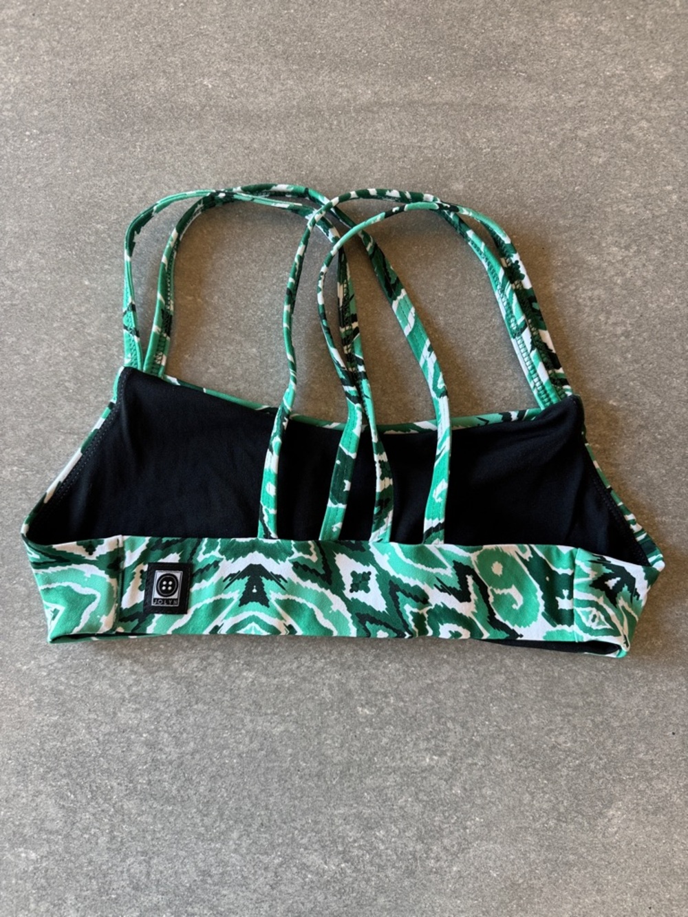 Jolyn Clothing Fendrick’s Top Size Medium -Green & Black Sport Bikini Top